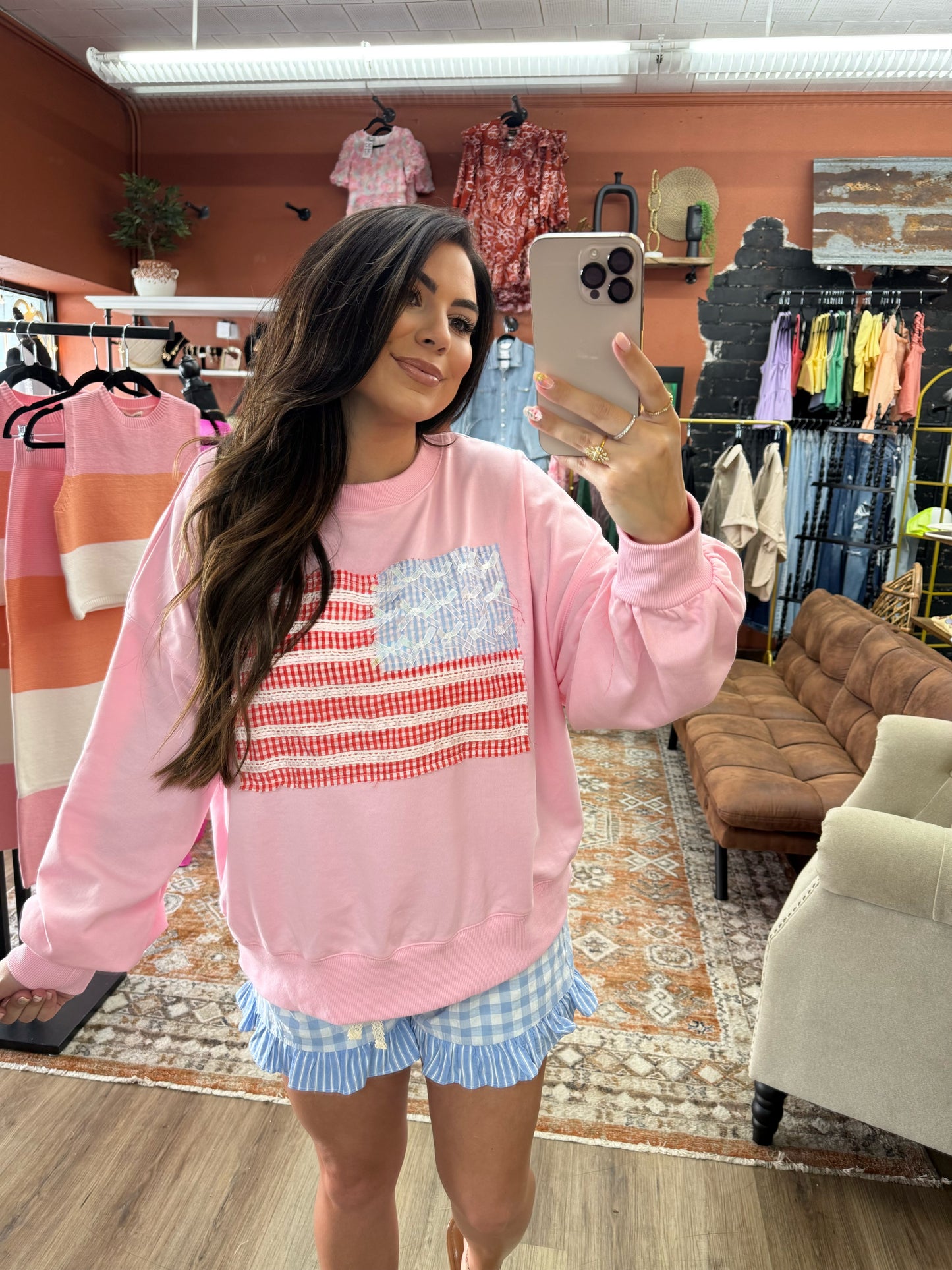 Flag Lace Trim Sweatshirt