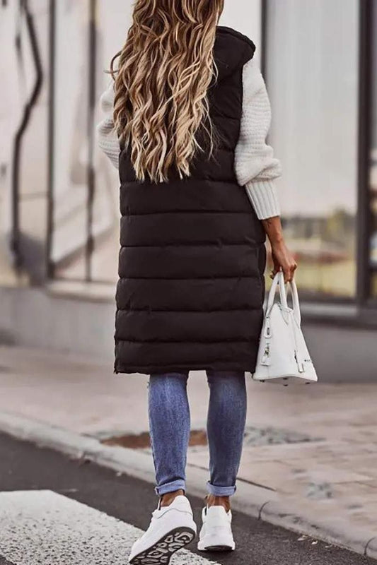 Button Hooded Puffer Jacket