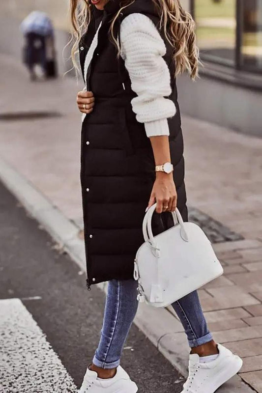 Button Hooded Puffer Jacket