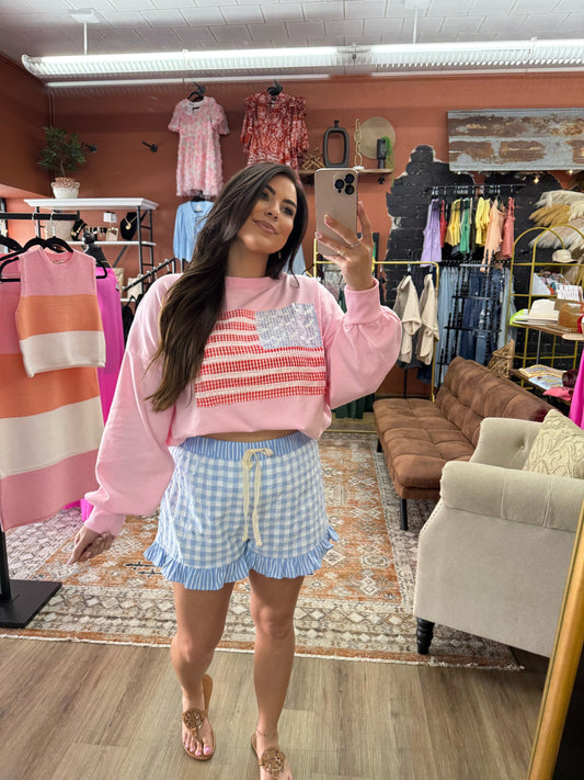 Stripe Print Mini Shorts