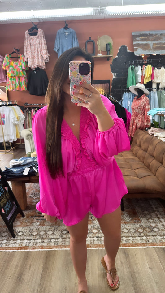 Smocked Satin Romper