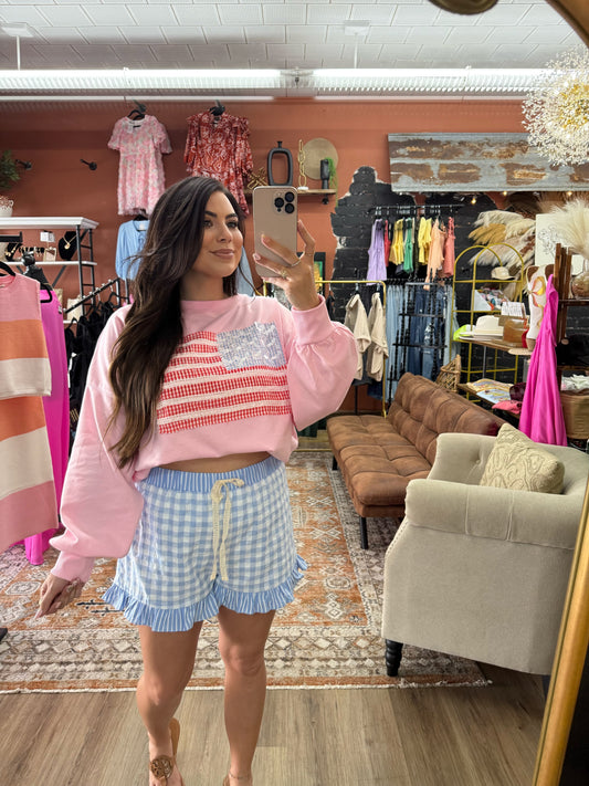 Stripe Print Mini Shorts