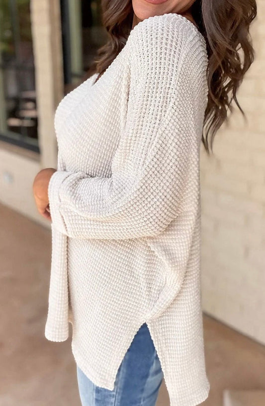 Waffle Knit Loose Fit Top