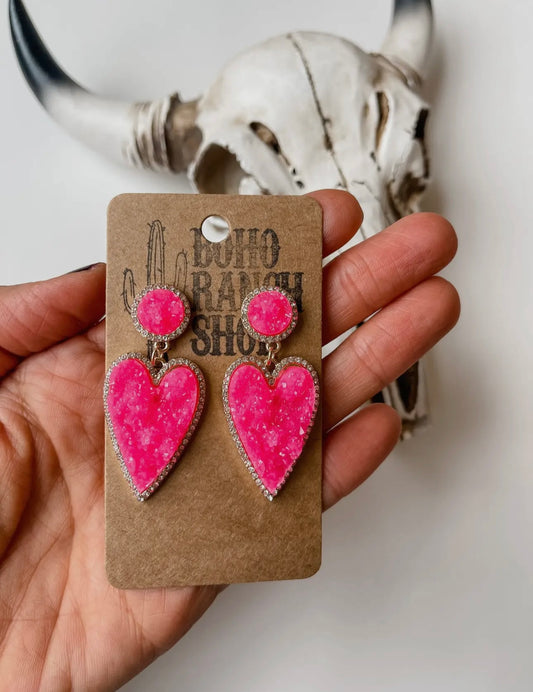 Heart Druzy Earrings