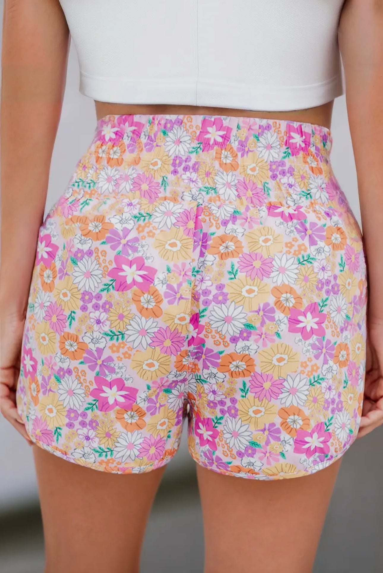 Floral High Waist Athletic Shorts