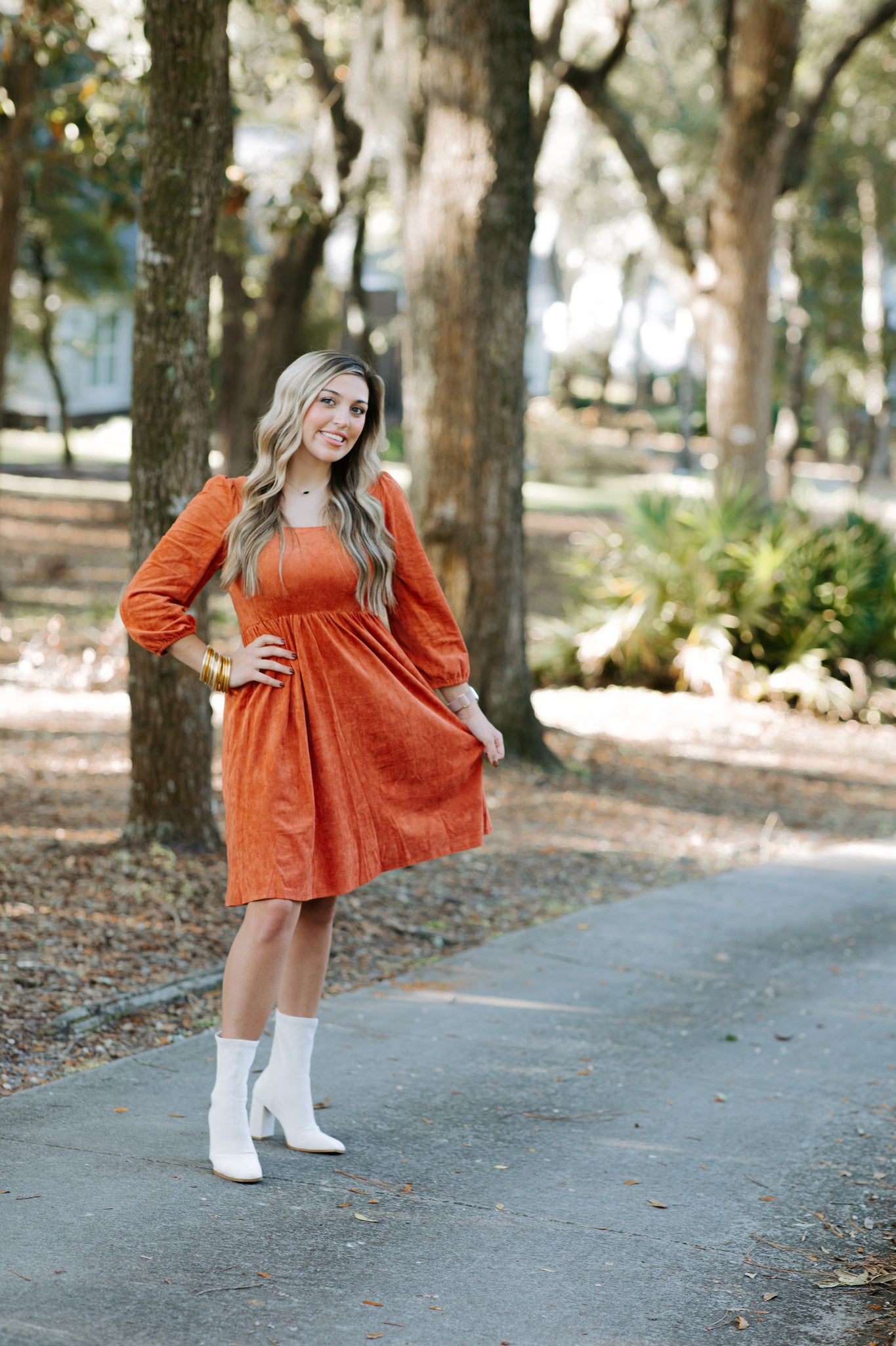 Suede Square Neck Dress